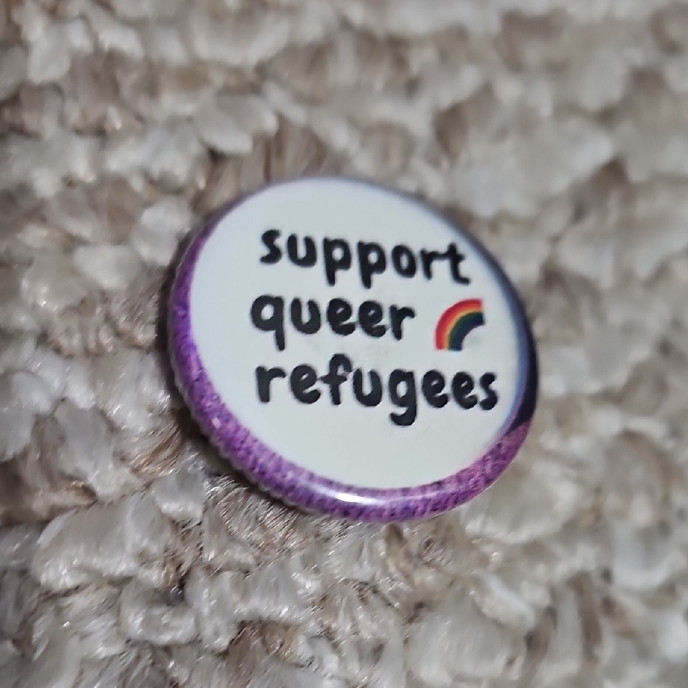 Support Queer Refugees Button Pin